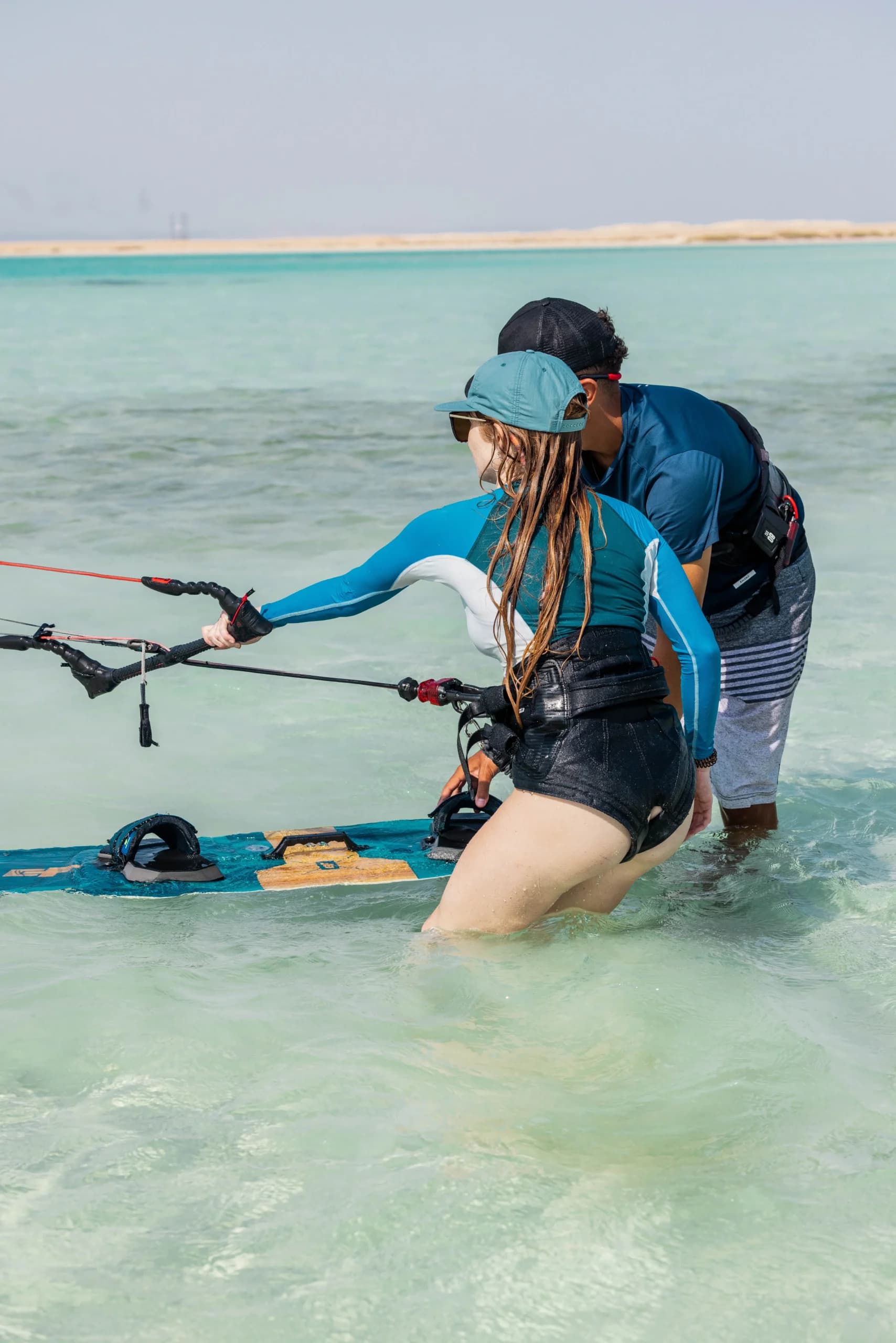 Wide shallow beach at Hurghada where kitesurfing lessons are taught
