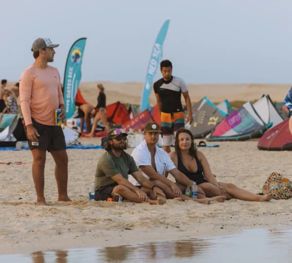 Kitesurfing session under clear skies on the Red Sea at Hurghada